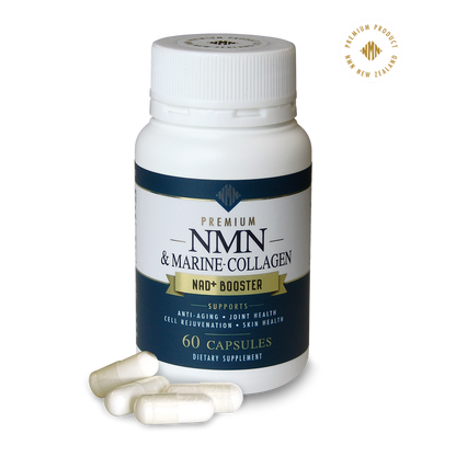 CELLULAR HEALTH-SIMPLIFIED...Premium NMN (350mg - NAD+ Booster) & Marine Collagen (250mg - Hydrolyzed) 60 Vegan Capsules-Clean-High Absorb-No Fillers.