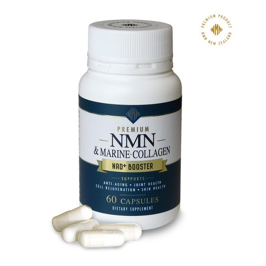 CELLULAR HEALTH-SIMPLIFIED...Premium NMN (350mg - NAD+ Booster) & Marine Collagen (250mg - Hydrolyzed) 60 Vegan Capsules-Clean-High Absorb-No Fillers.