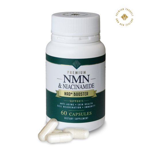 NATURE'S SKIN REVITALISER...Premium NMN (350mg - NAD+ Booster) & Niacinamide (300mg - Non Flushing) 60 Vegan Capsules-Clean-High Absorb-No Fillers.