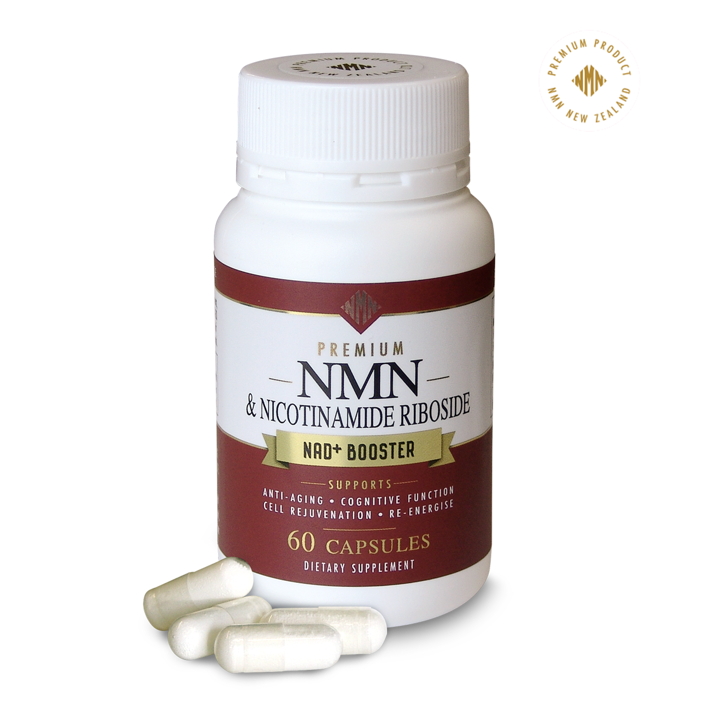 THE ULTIMATE NAD+ BOOSTER..Premium NMN (350mg) & NR Nicotinamide Riboside (350mg) 60 Vegan Capsules-Clean-High Absorb-No Fillers.
