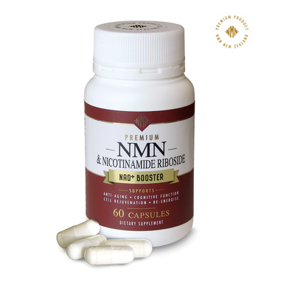 THE ULTIMATE NAD+ BOOSTER..Premium NMN (350mg) & NR Nicotinamide Riboside (350mg) 60 Vegan Capsules-Clean-High Absorb-No Fillers.