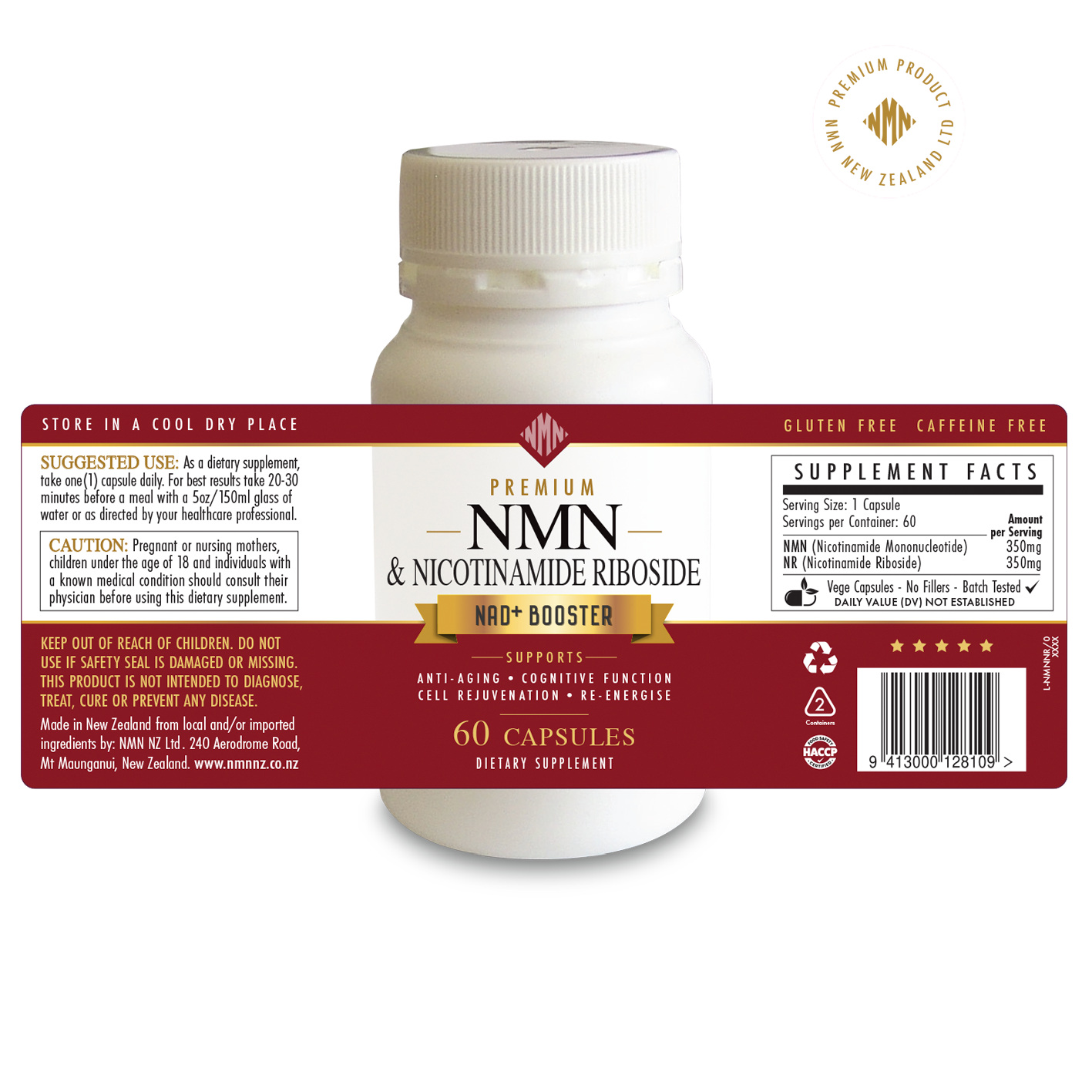 THE ULTIMATE NAD+ BOOSTER..Premium NMN (350mg) & NR Nicotinamide Riboside (350mg) 60 Vegan Capsules-Clean-High Absorb-No Fillers.