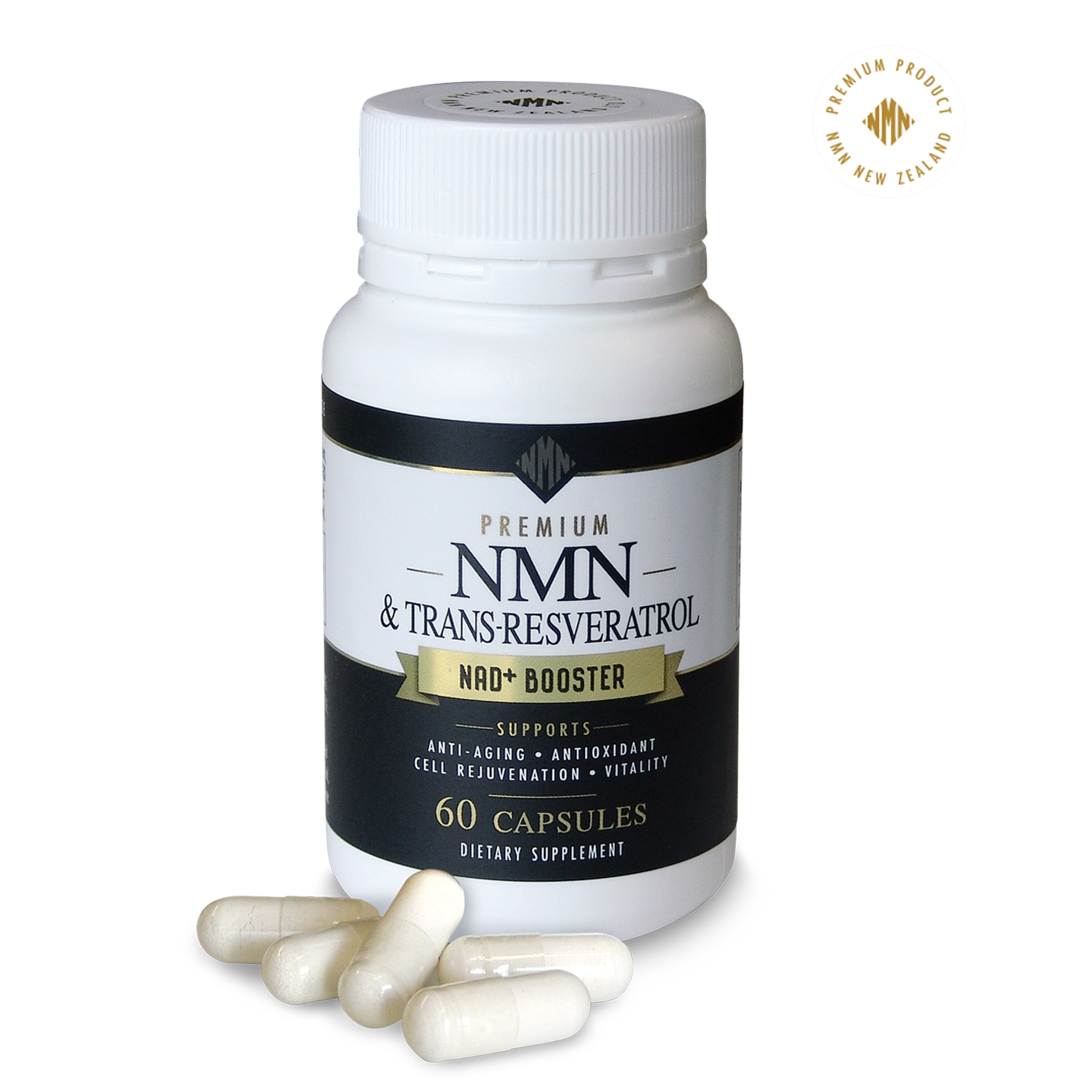 THE ANTIOXIDANT ADVANTAGE...Premium NMN (350mg - NAD+ Booster) & Trans-Resveratrol (350mg - Micronised) 60 Vegan Capsules-Clean-High Absorb-No Fillers.